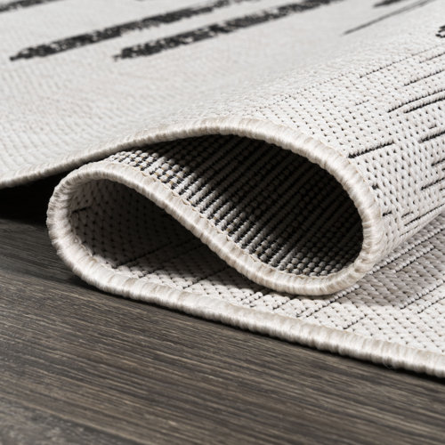 17 Stories Exmore Ivory/Black Indoor/Outdoor Rug & Reviews Wayfair